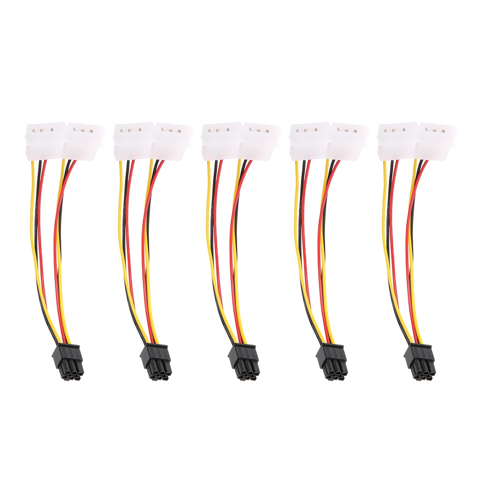 5pcs Wire Rod Large Head Dual 4pin to 6pin Graphics Card External Power Line Power Cable Adapter Connector Power Supply - ebowsos