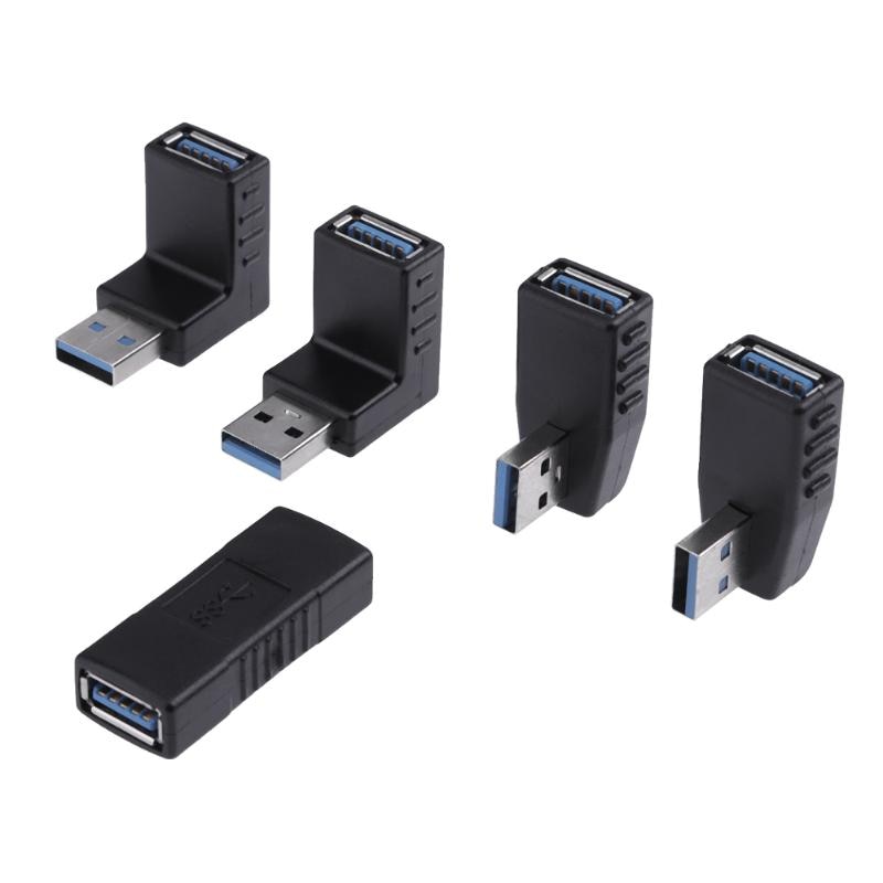5pcs/pack Adapter Converter 90 Degree USB 3.0 A Male to Femal e Adapter Connector Up/Down/Left/Right/Straight Angle Adapter - ebowsos