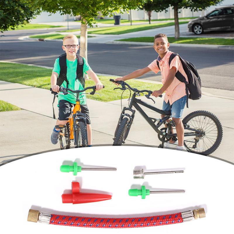 5pcs/set MTB Bike Tire Inflatable Tube Hose Ball Needle Adapter Kits Set Connector Pump Football Basketball Valve-ebowsos