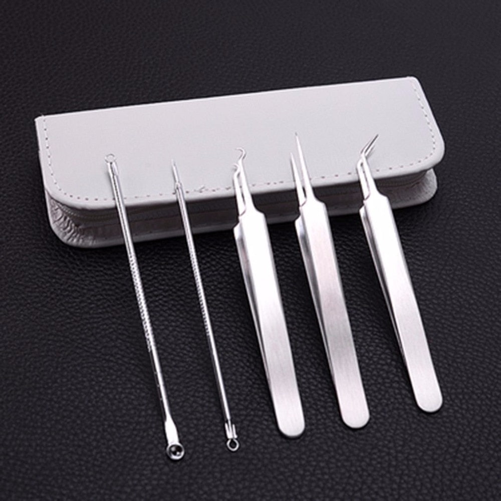 5pcs/set Stainless Steel Acne Needles Pimple Remover Skin Cleanser Tool Blackhead Blemish Remover Tool Comedone Extractor - ebowsos