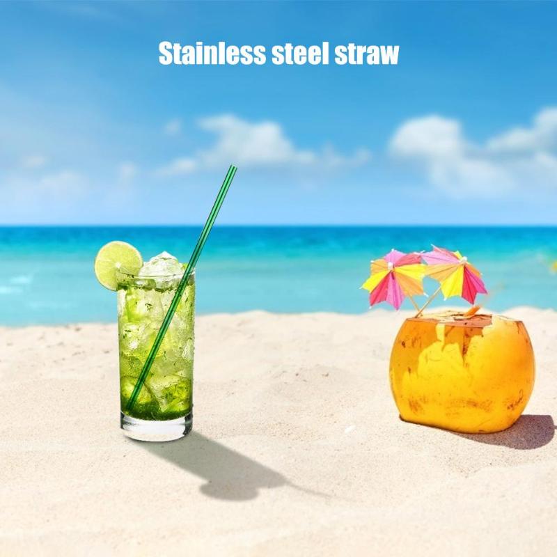 5pcs/set health Drinking Straw Reusable Stainless Steel Straw Metal Drinking Straight Bend Straws Bar Party Accessory 2019 New - ebowsos