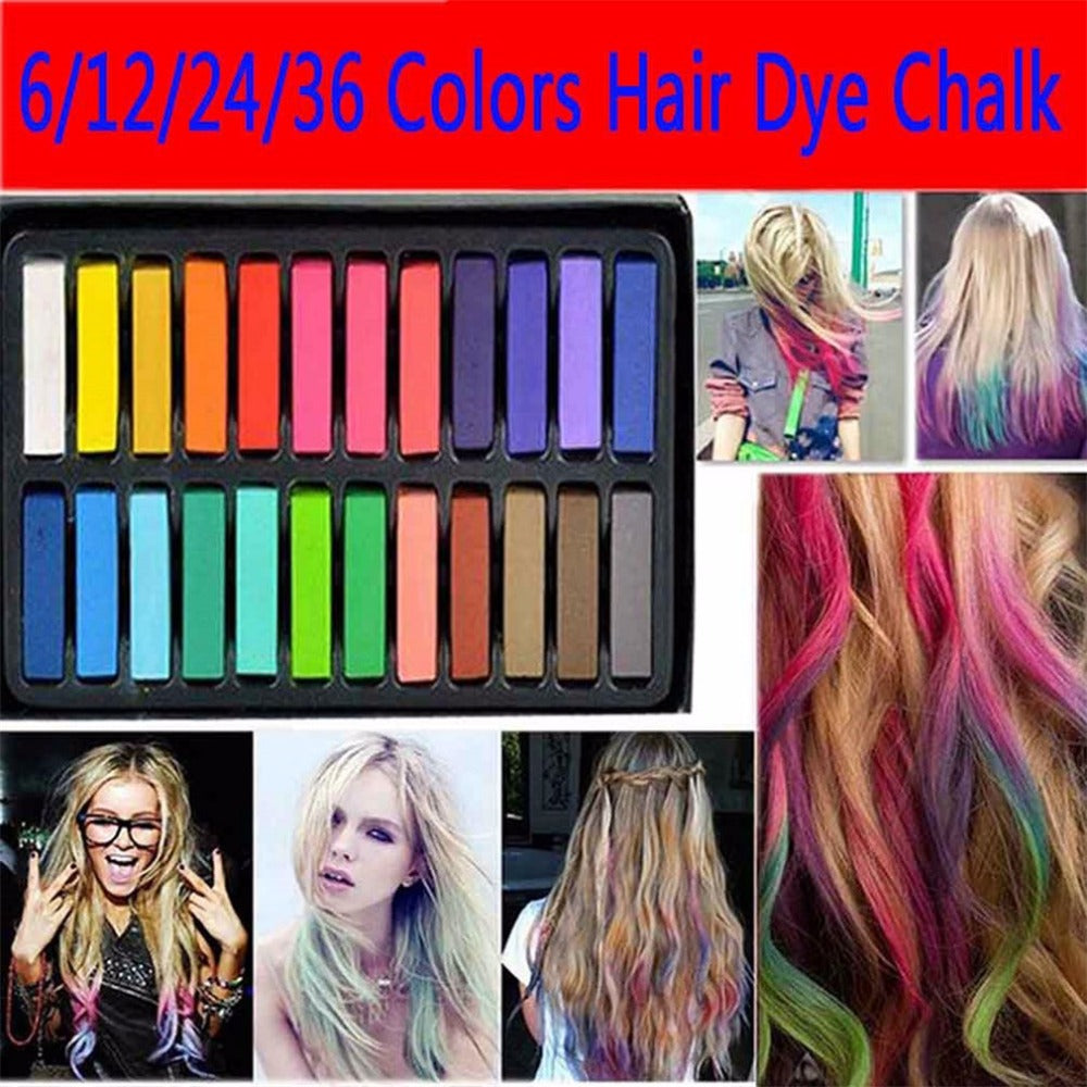6/12/24/36 Colors Non-toxic Soft Hair Crayons Pastel Kit Temporary Hair Color Chalk Dye Beauty for DIY Hair Care Styling Tool - ebowsos
