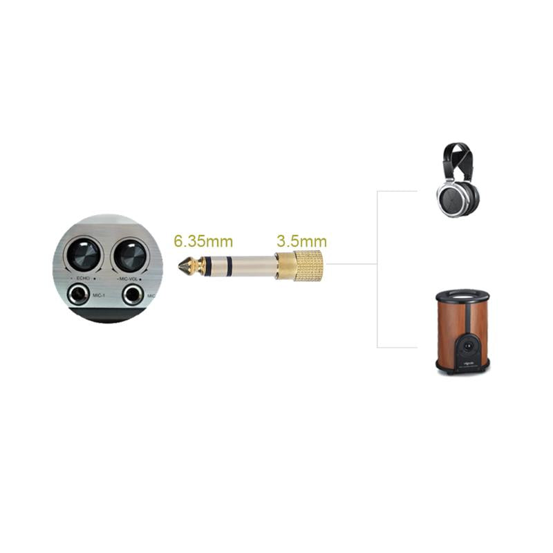 6.5mm 1/4" Male Jack to 3.5mm 1/8" Female Jack Stereo Headphone Headset Audio Adapter Plug for Microphone AUX - ebowsos