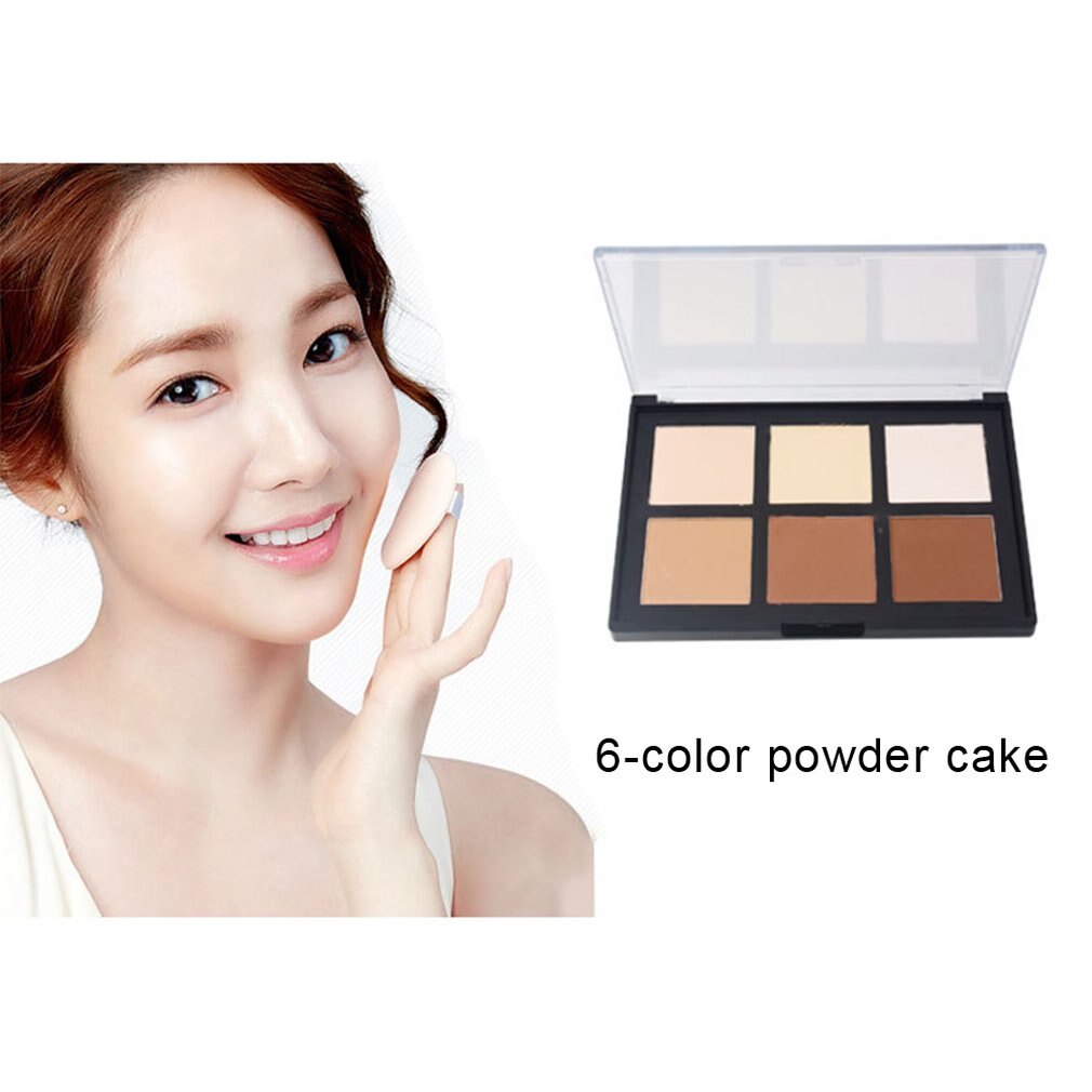 6 Colors Women Facial Makeup Foundations Powder Waterproof Oil-Control Brighten Face Concealer Pressed Powder - ebowsos