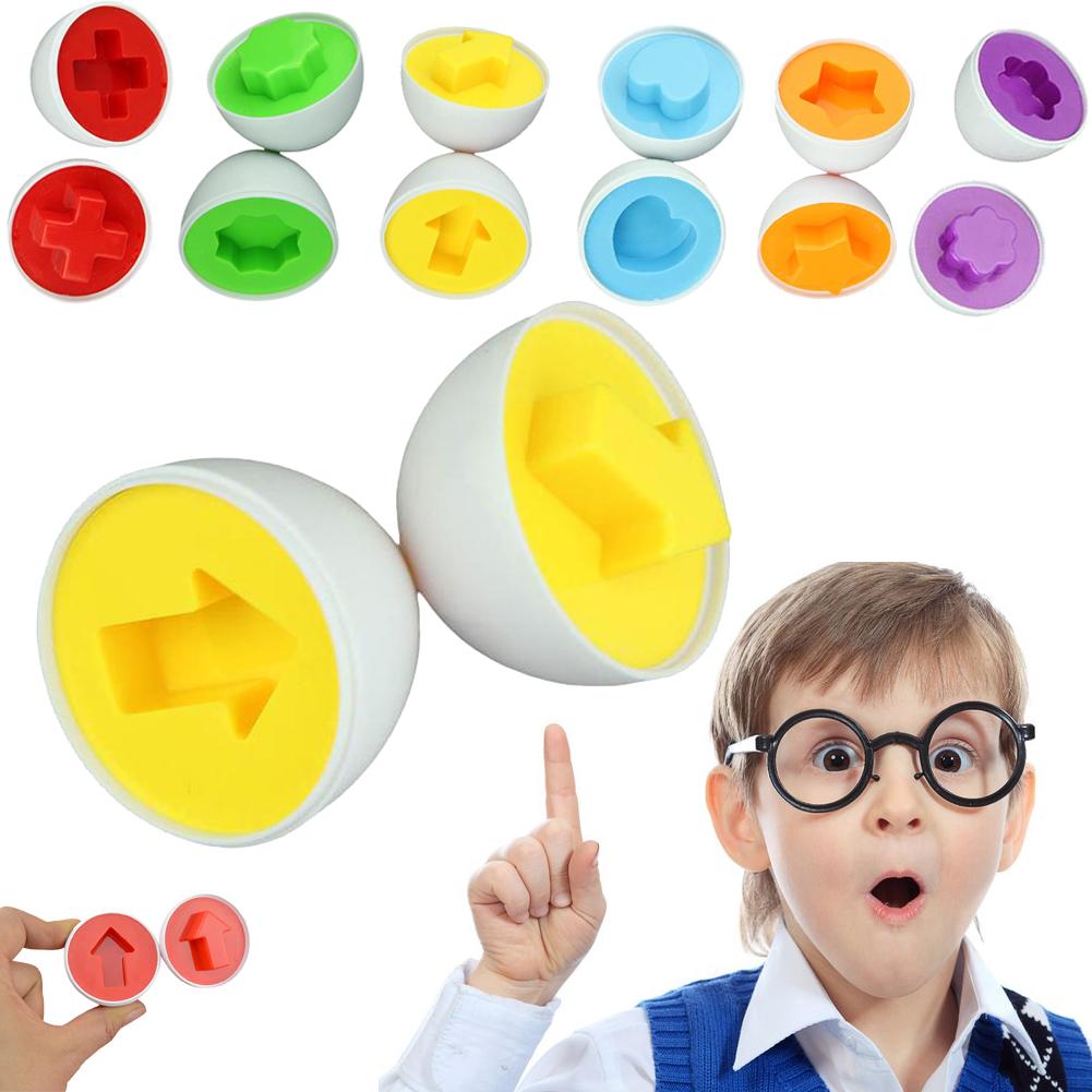 6 Egg/Set Learning Education toys Mixed Shape Wise Pretend Puzzle Smart Baby Kid Learning Toys Tool Hot Sale-ebowsos
