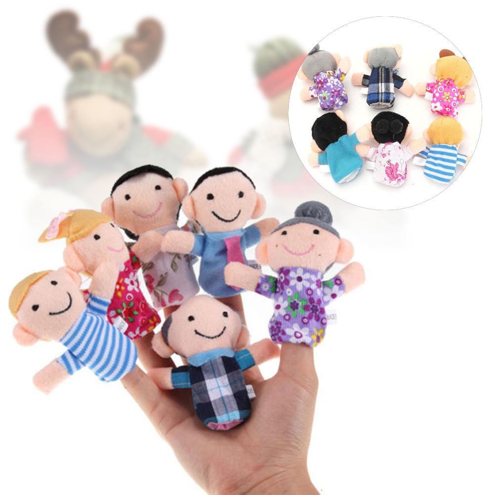 6 Pcs Baby Plush Toy Finger Puppets Family Group Tell Story Props People Doll Hand Puppet Kids Toys Children Gift Dropshipping-ebowsos