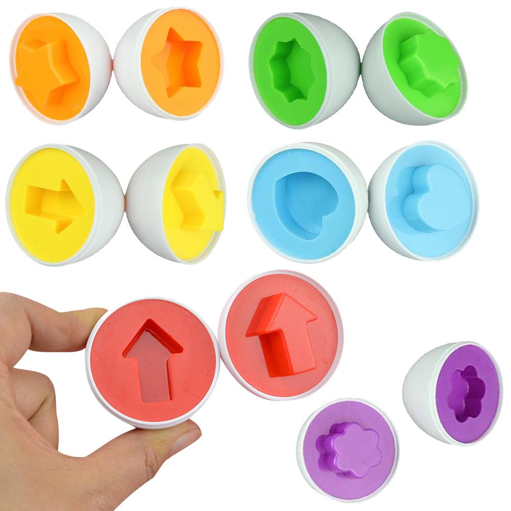 6 Pcs/Set Smart Eggs Toy Learning Education Toy Mixed Shape Wise Pretend Puzzle Smart Baby Kid Learning Tool-ebowsos