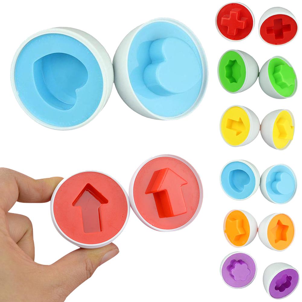 6 Pcs/Set Smart Eggs Toy Learning Education Toy Mixed Shape Wise Pretend Puzzle Smart Baby Kid Learning Tool-ebowsos