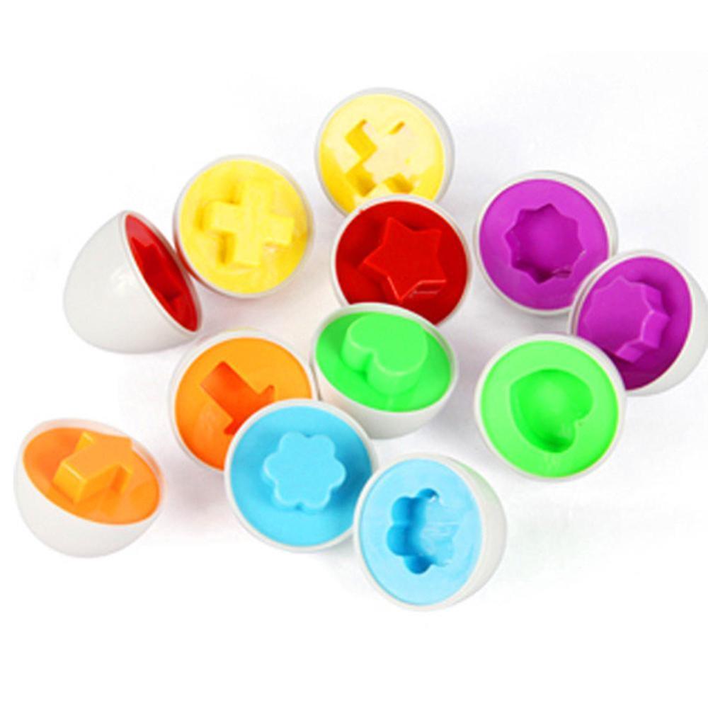 6 Set Matching Smart Twisted Eggs Essential Learning Education toys Mixed Shape Wise Pretend Smart Classified toy For Kids Baby-ebowsos