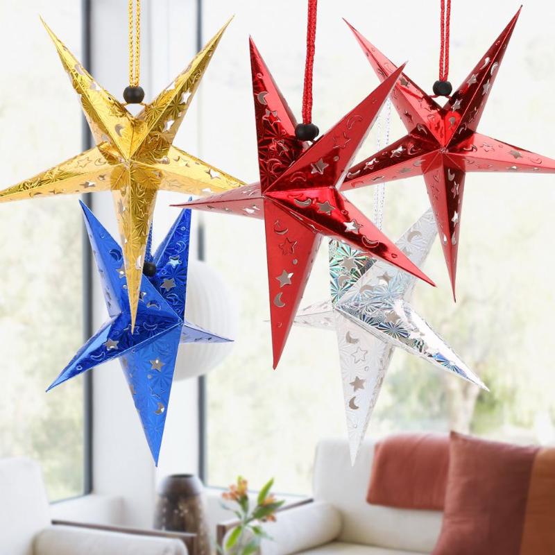 6 X The Christmas Star Ceiling Ornaments Paper Stars Scene Lampshade - ebowsos