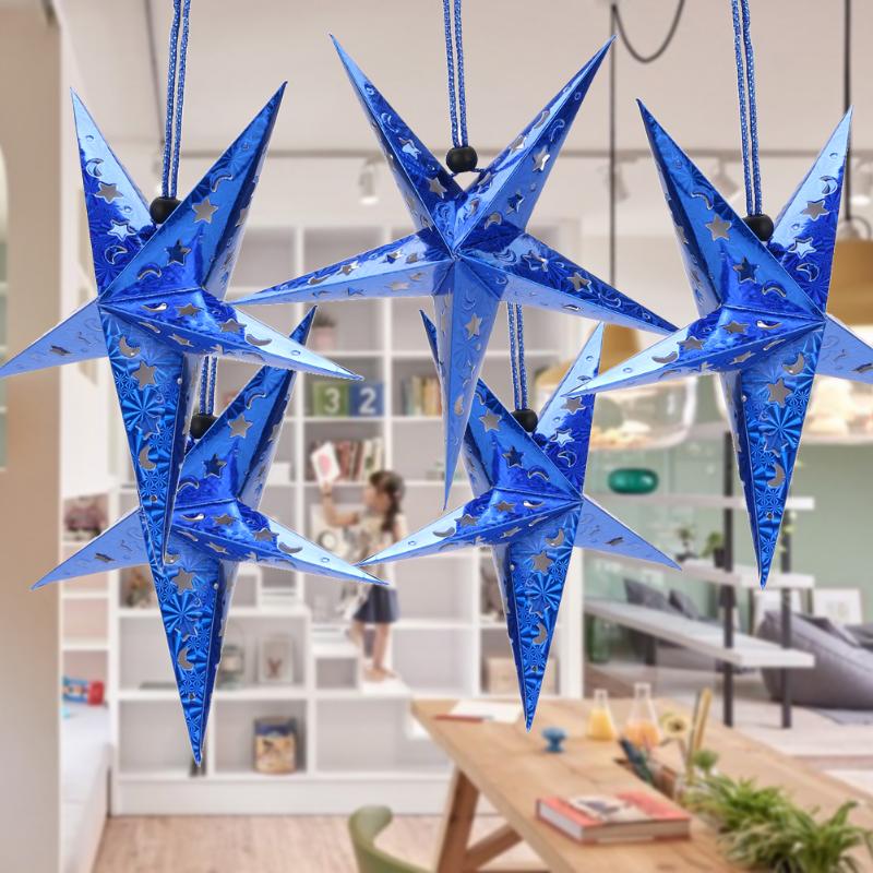 6 X The Christmas Star Ceiling Ornaments Paper Stars Scene Lampshade - ebowsos