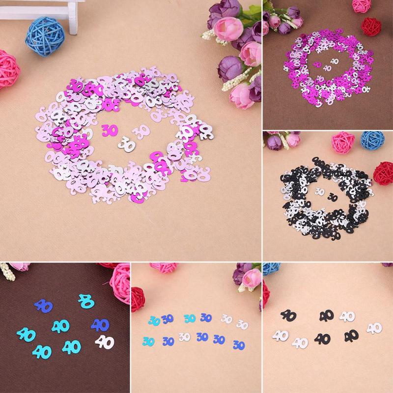 600pcs/Bag 30/40 Age Number Sequins Birthday Confetti Birthday Party Table Confetti Festival Celebration Ornament Party Supplies - ebowsos