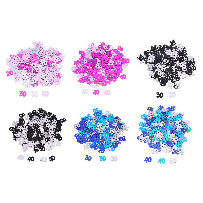 600pcs/Bag 30/40 Age Number Sequins Birthday Confetti Birthday Party Table Confetti Festival Celebration Ornament Party Supplies - ebowsos
