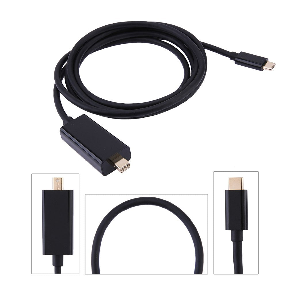 6Ft/1.8m Gold Plated Type C to Mini DisplayPort DP to DisplayPort DP Cable Adpter Male to Male For MacBook Air HDTV - ebowsos