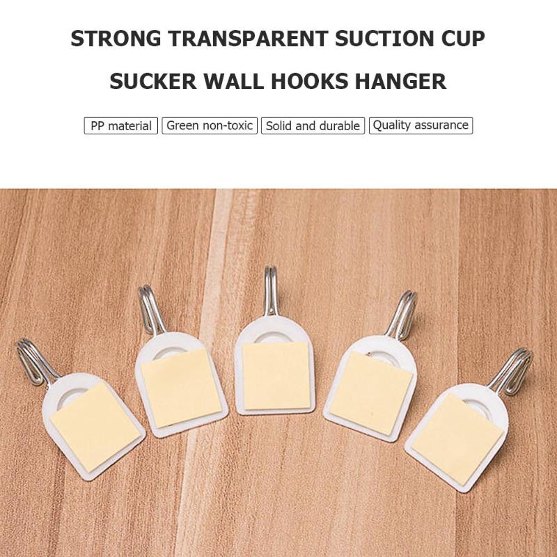 6PCS Adhesive Hooks Wall Door Sticky Hanger Holder PS Stainless Steel Kitchen Bathroom White Hooks Home Products - ebowsos