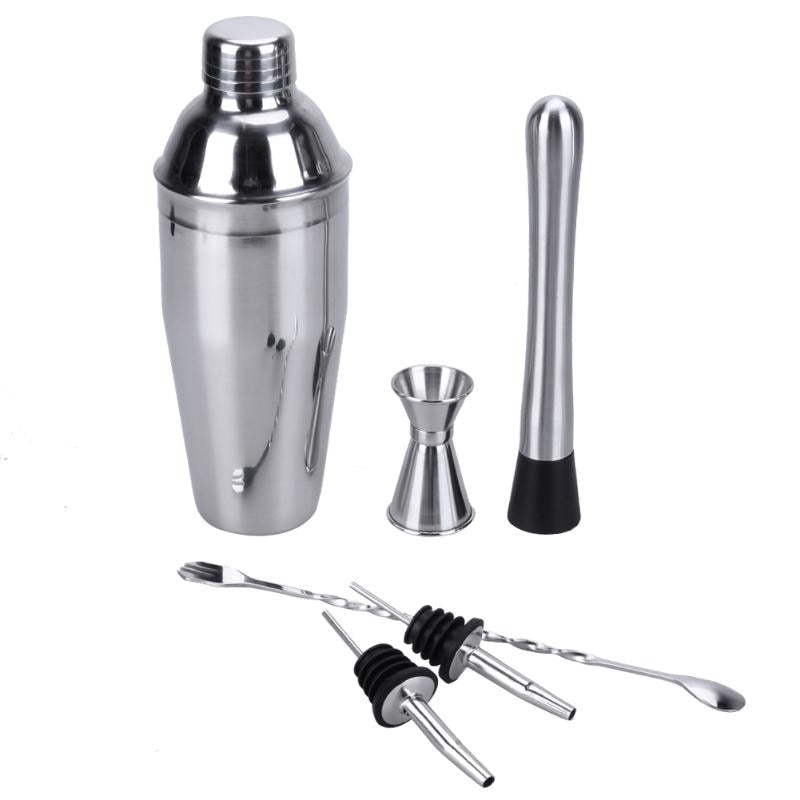 6Pcs 750ml Stainless Steel Cocktail Shaker Mixer Bartender Kit Set Tool - ebowsos