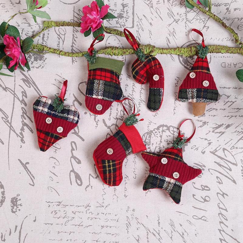 6pcs Mixed Christmas Ornaments Hanging Door Plate Pendant Christmas Tree - ebowsos