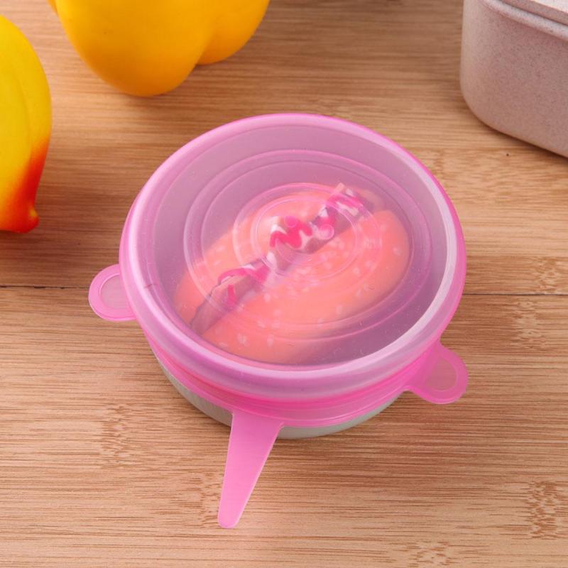 6pcs Reusable Kitchen Tools Silicone Stretch Bowl Cover Food Fresh Keeping D4X1 - ebowsos