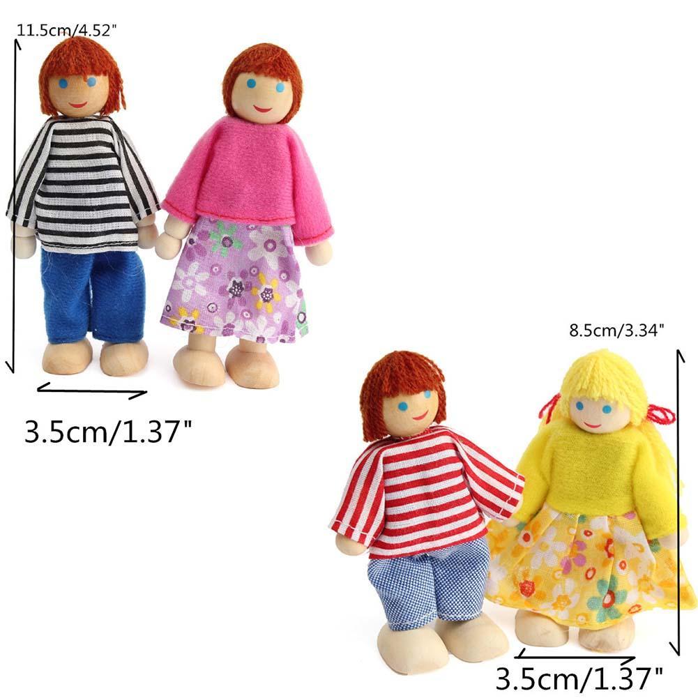 6pcs/lot Cute Wooden House Family People Dolls Kids Children Pretend Play Toys Gift Baby Love-ebowsos