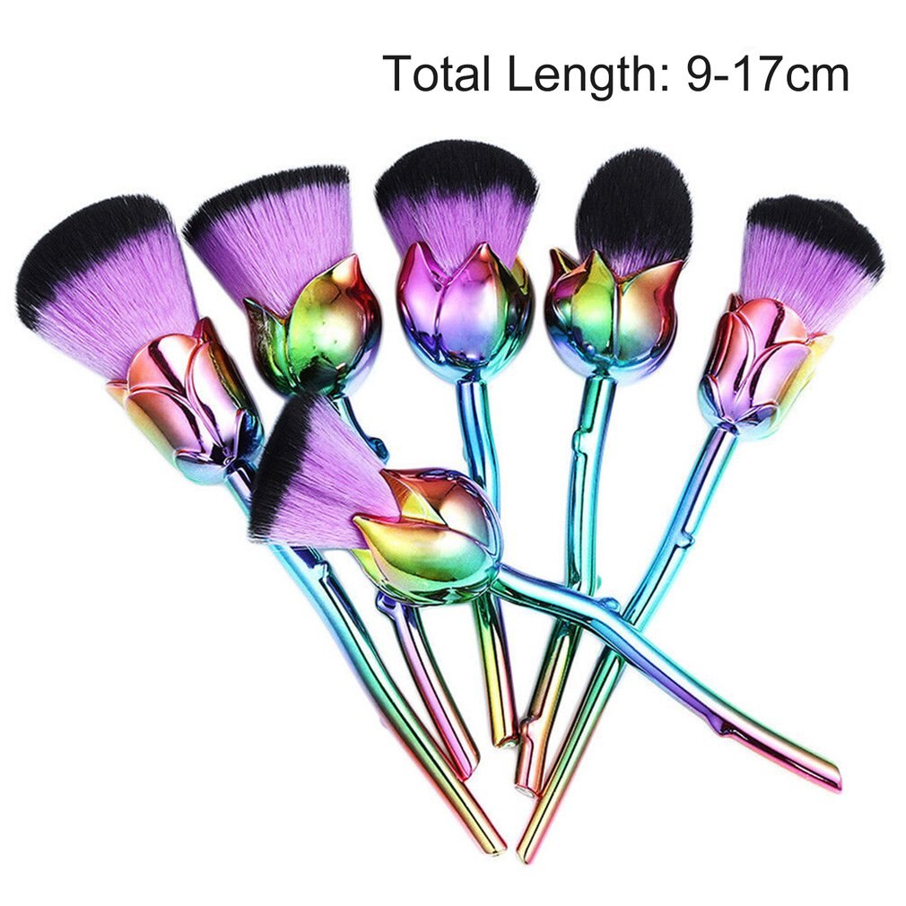6pcs/set Beauty Rose Shape Makeup Brushes Cosmetics Foundation Powder Blush Eyeshadow Soft Brush Set new - ebowsos