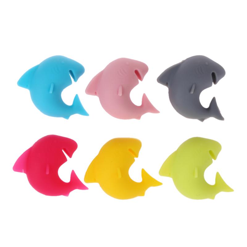 6pcs/set Shark Party Dedicated Wine Glass Recognizer Label Rubber Marker - ebowsos
