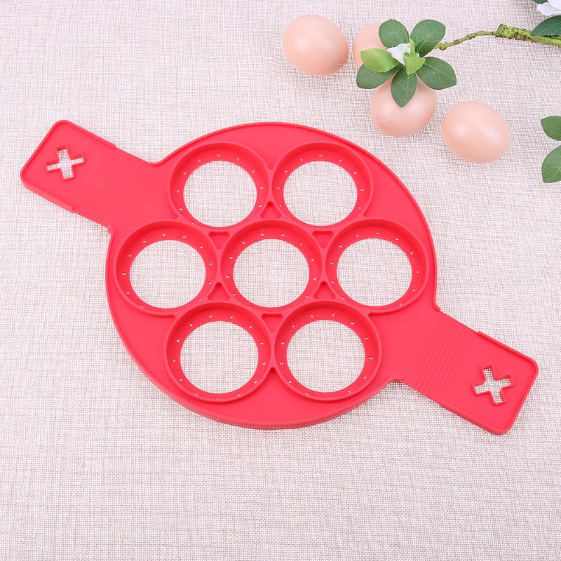 7 Holes Silicone Mold Pancake Maker Nonstick Egg Ring Maker Kitchen Accessories Snack Cake Mold Cooking Baking Tools - ebowsos