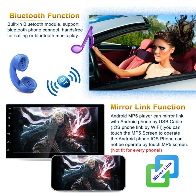7 Inch Touch Screen 2Din Quad-Core Android 8.1 Car Stereo MP5 Player GPS Navi AM FM Radio WiFi BT4.0 Phone Link Head Unit New - ebowsos