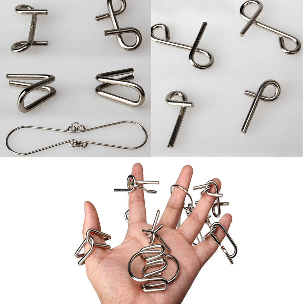 7 pcs/set Metal Wire Puzzle IQ Mind Brain Teaser Puzzles Game For Adults Kid Eeducational Toy Drop Shipping-ebowsos