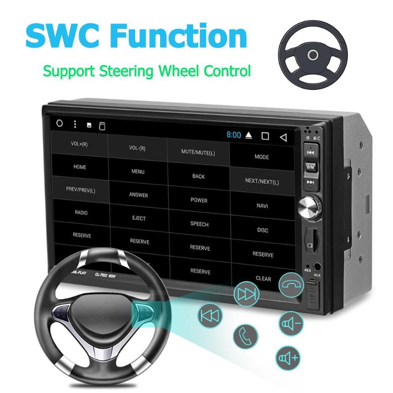 7022B 2Din 1024*600 7" Touch Screen Car Bluetooth MP5 Player Stereo Video Audio FM Radio Media Player With Backup Camera New - ebowsos