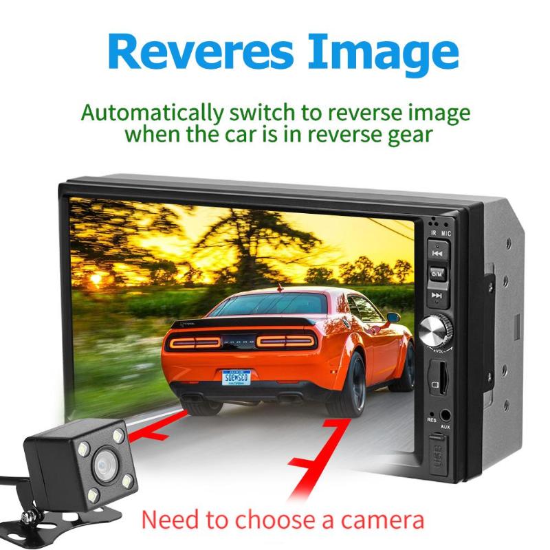 7022B 2Din 1024*600 7" Touch Screen Car Bluetooth MP5 Player Stereo Video Audio FM Radio Media Player With Backup Camera New - ebowsos
