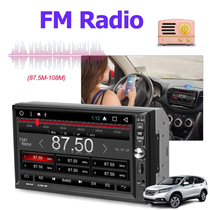 7022B 2Din 1024*600 7" Touch Screen Car Bluetooth MP5 Player Stereo Video Audio FM Radio Media Player With Backup Camera New - ebowsos