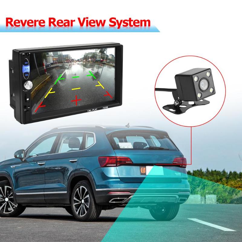 7035B 7 inch 2DIN Car Stereo MP5 Player 3D Dynamic UI FM Radio Bluetooth USB AUX with Remote Control Rear View Camera Drop Ship - ebowsos