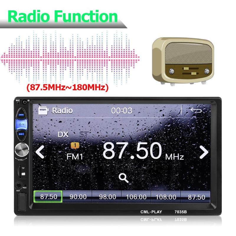 7035B 7 inch 2DIN Car Stereo MP5 Player 3D Dynamic UI FM Radio Bluetooth USB AUX with Remote Control Rear View Camera Drop Ship - ebowsos