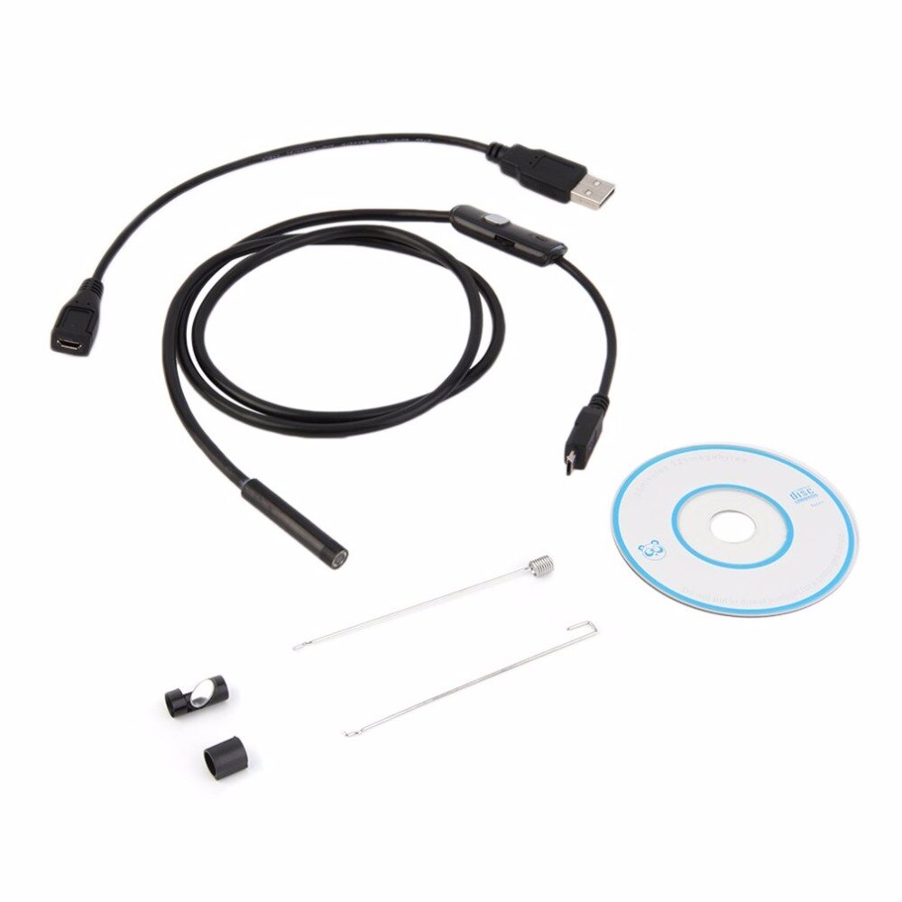 720P HD 7mm 1M lens Inspection Pipe Endoscope Waterproof Mini USB Camera Snake Tube with 6 LEDs Borescope For Android Phone PC - ebowsos