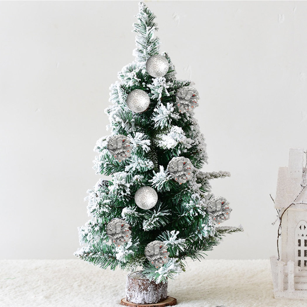 72Pcs Fashion Christmas Hanging Ornament Mix Decor Kit Gold Silver Pinecone Christmas Ball Hanging Decor For Xmas Tree-ebowsos