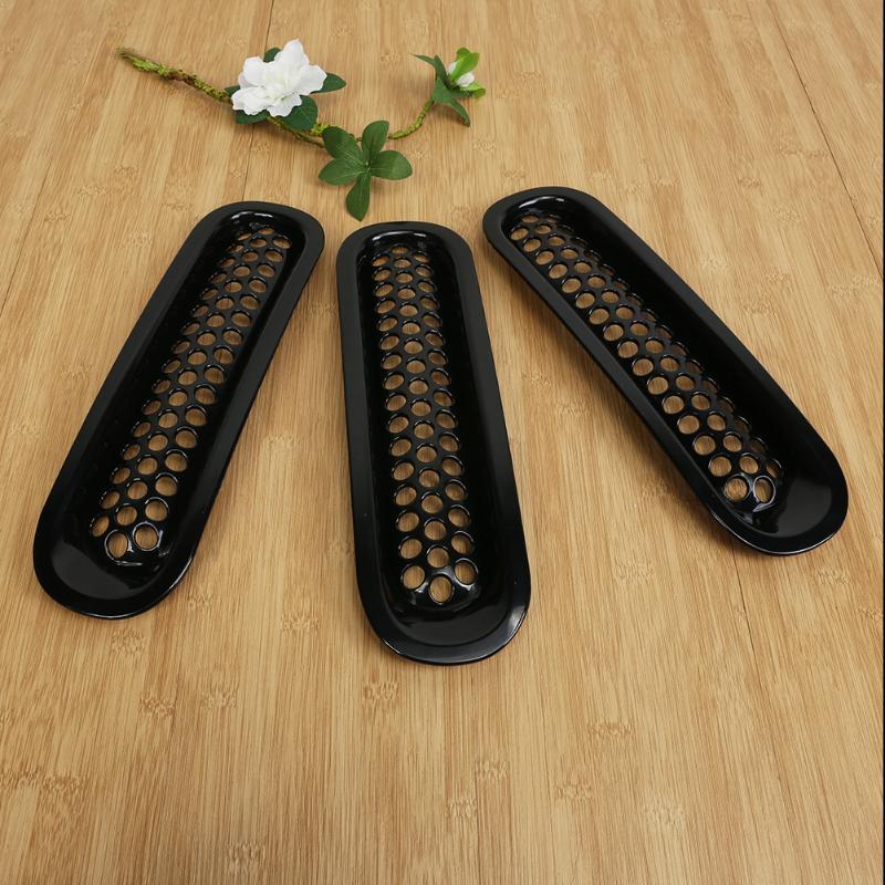7Pcs Black Trim Front Grille Cover Insert Mesh Without Lock Hole For Jeep Wrangler JK 2007-2016 - ebowsos