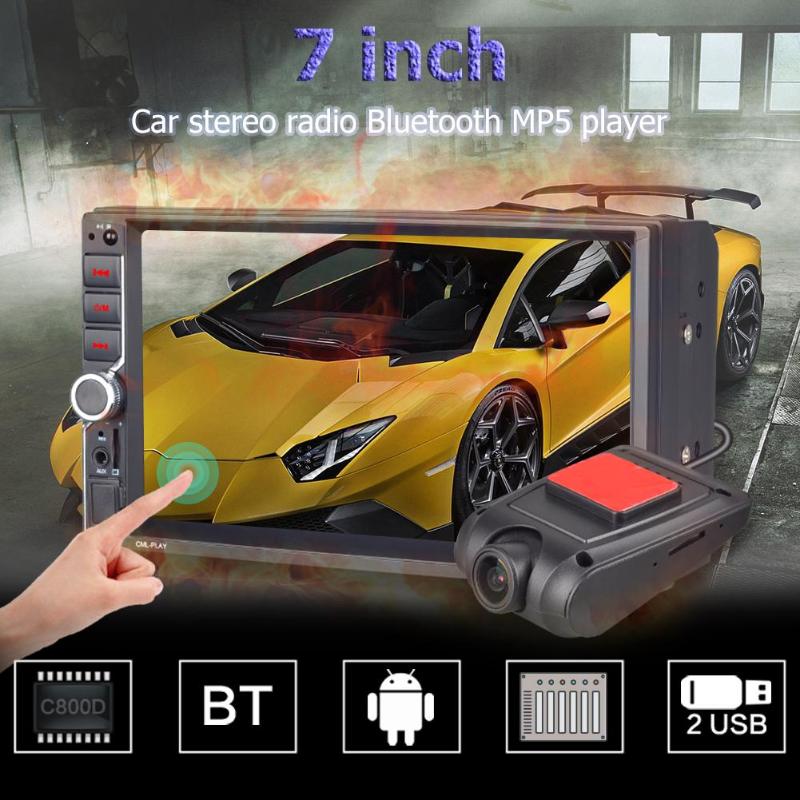 7inch Touch Screen Car Stereo Radio Bluetooth MP5 Player Dual USB AUX+USB Car Driving Recorder Rear View Camera High Quality DVR - ebowsos