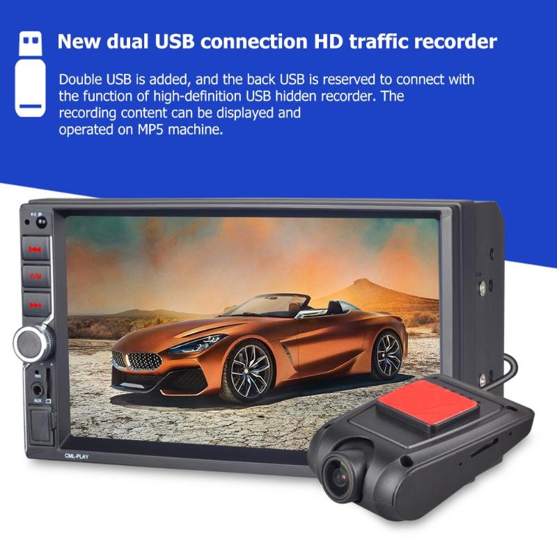 7inch Touch Screen Car Stereo Radio Bluetooth MP5 Player Dual USB AUX+USB Car Driving Recorder Rear View Camera High Quality DVR - ebowsos