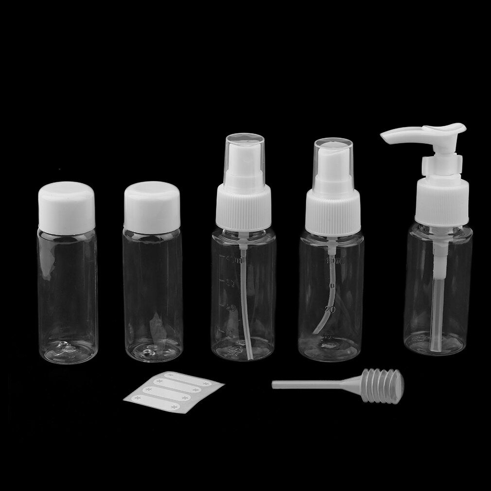 7pcs/set Universal Outdoor Travel Plastic Small Empty Plastic Cosmetic Cream Perfume Empty Bottle Container - ebowsos
