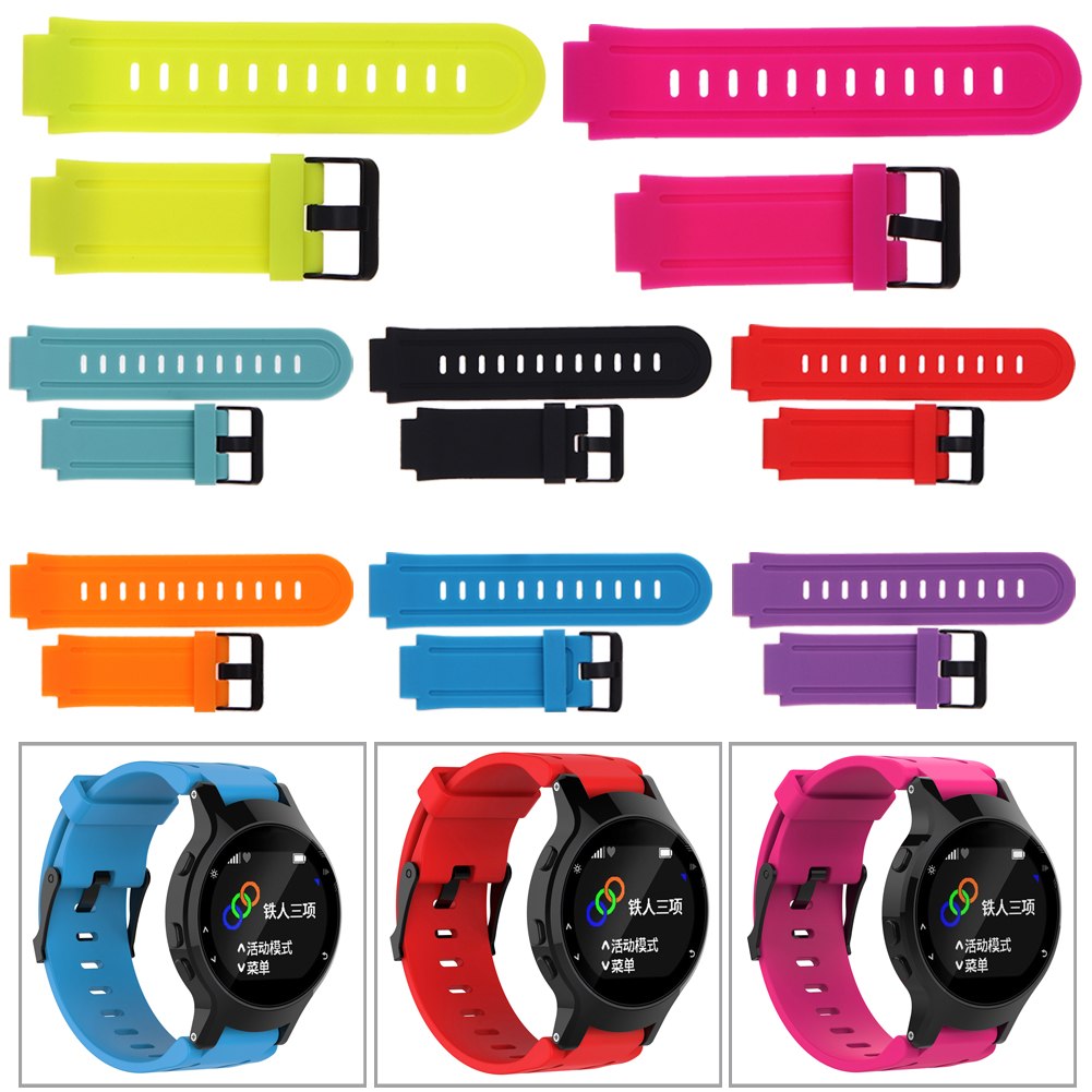8 Colors Wholesale Silicone Watch Band Strap with Screwdrivers and Watch Rear Cover for Forerunner225 GPS Sports Watch - ebowsos