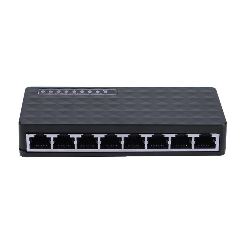 8 Port 10/100Mbps Network Switch HUB Fast LAN Ethernet Network Switcher Splitter Adapter US/EU Plug - ebowsos