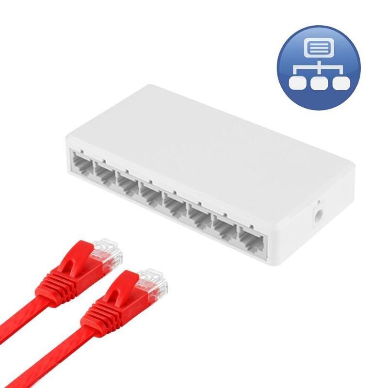 Switch Red Rj45 8 Ports Gigabit Switch Desktop RJ45 Ethernet Switch 10/100Mbps Hub ...