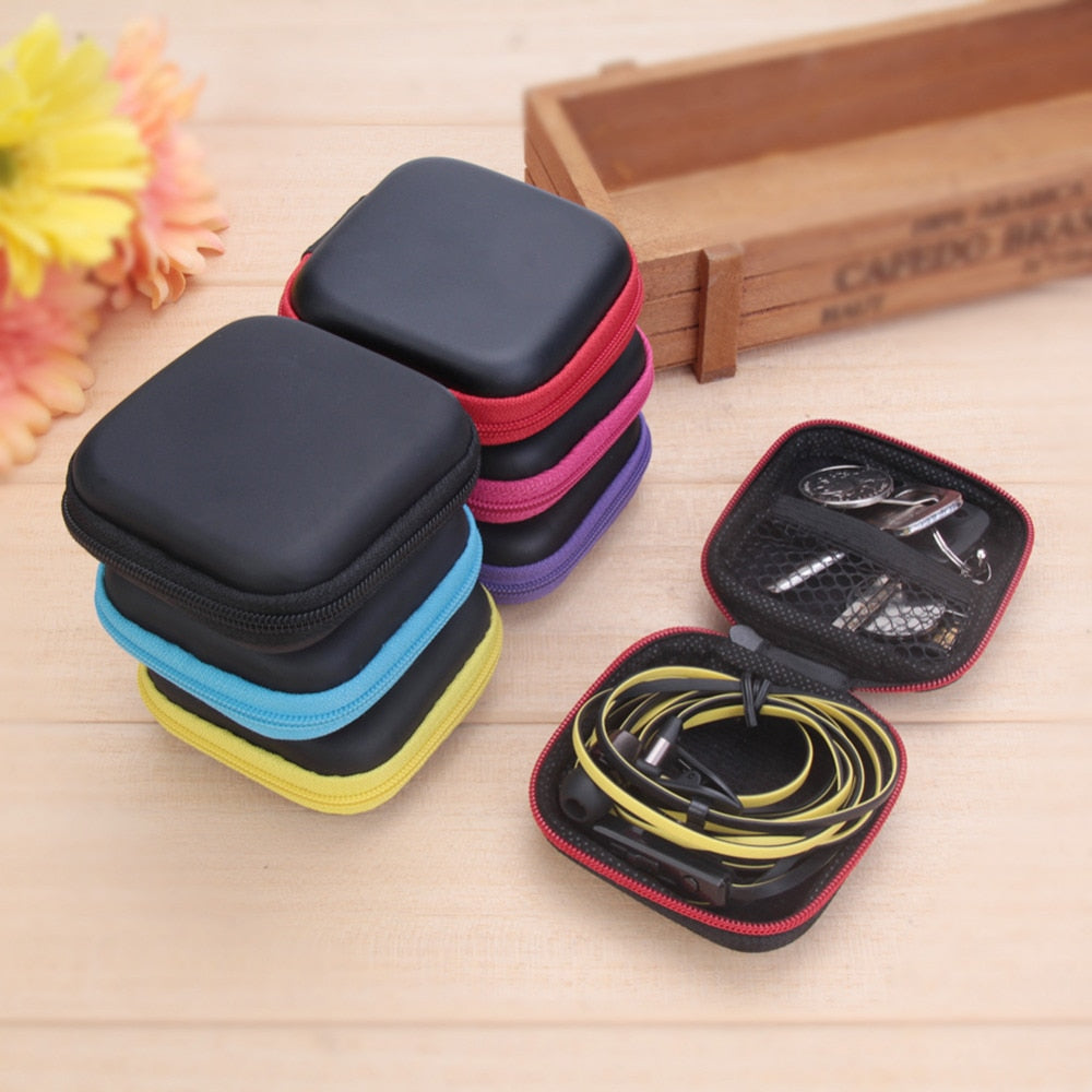 80*80*30mm Square EVA Earphone Holder Case Mini Zipper Headset Bluetooth Earbuds Memory Card USB Cable Cable Storage Bag Box New - ebowsos