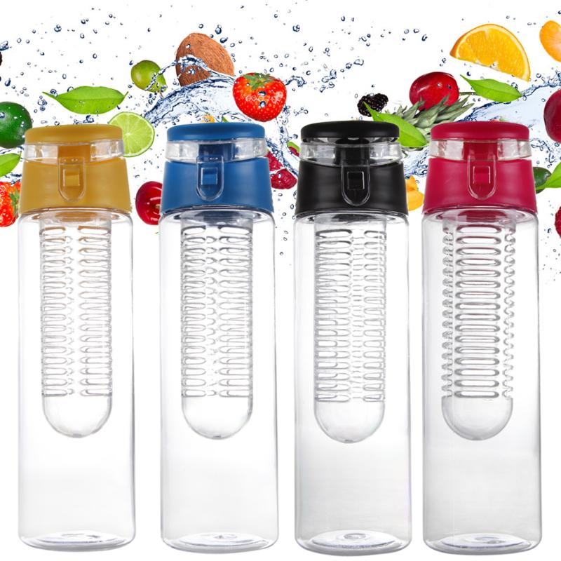 800ML Sports Lemon Juice Flip Lid Fruit Infuser Infusing Water BottleX1 - ebowsos