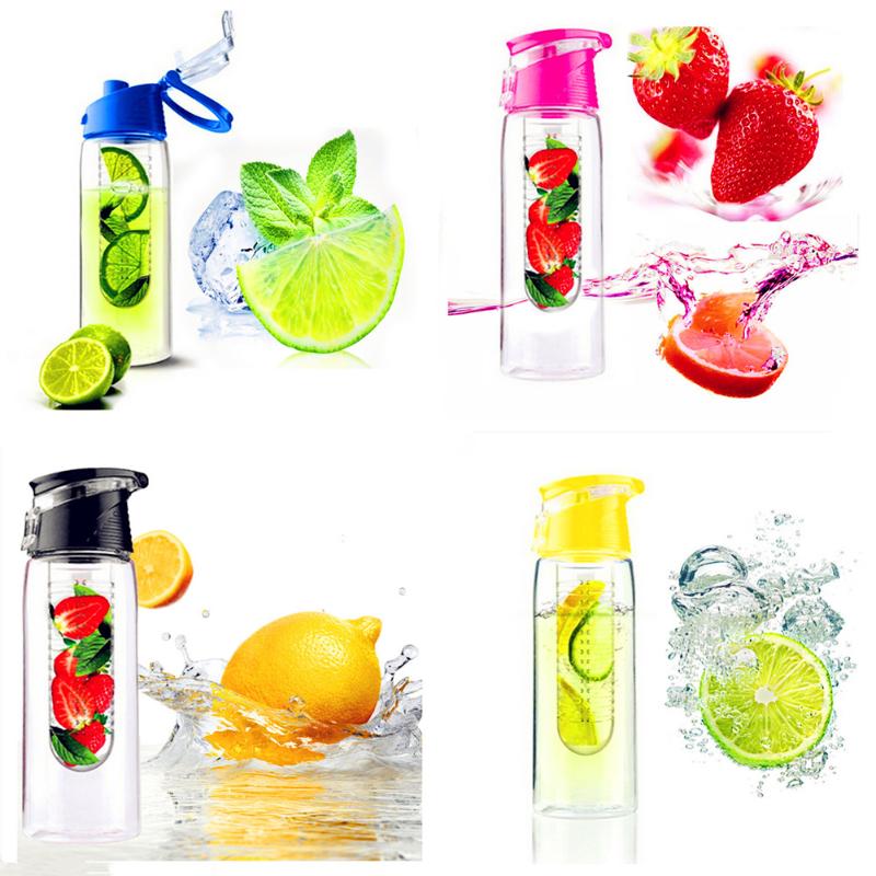 800ML Sports Lemon Juice Flip Lid Fruit Infuser Infusing Water BottleX1 - ebowsos