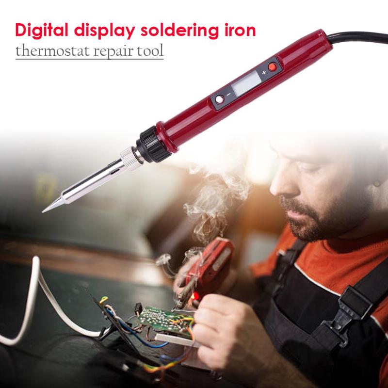 80W LCD Electric Soldering Iron Temperature Adjustable Welding Solder Iron Rework Station Soldering Iron Accessories - ebowsos