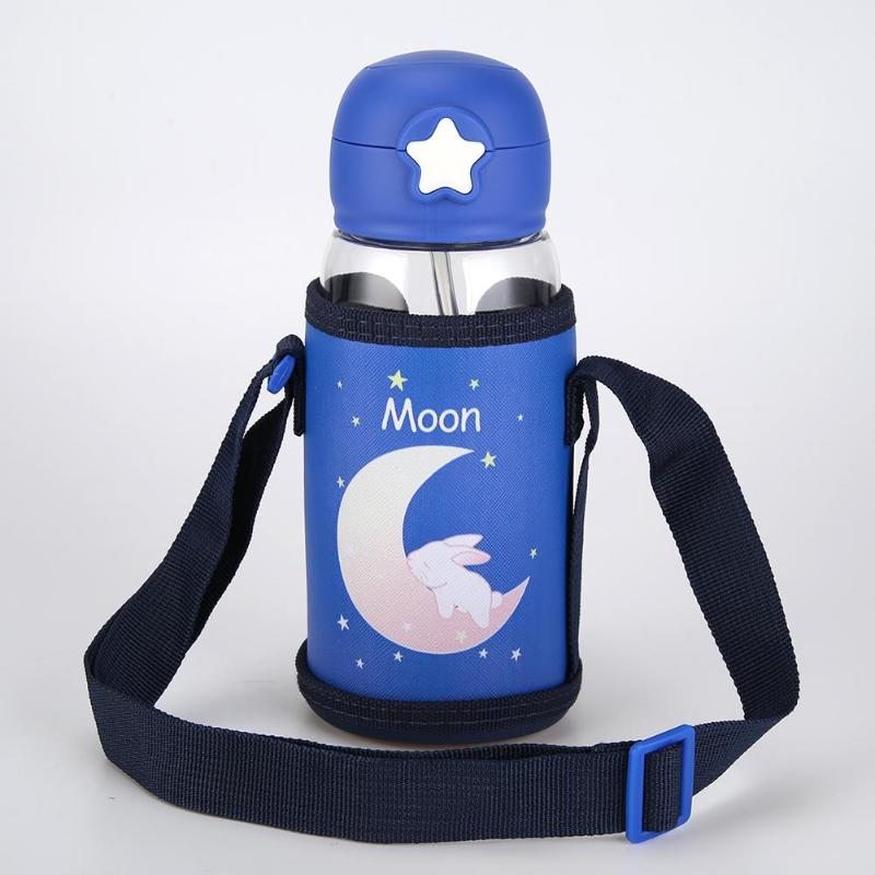 850mL Plastic Drinking Cup Cartoon Kettle Sports Water Bottle with Straw Handle Design Easy Carry Anti-squeeze Explosion-proof - ebowsos