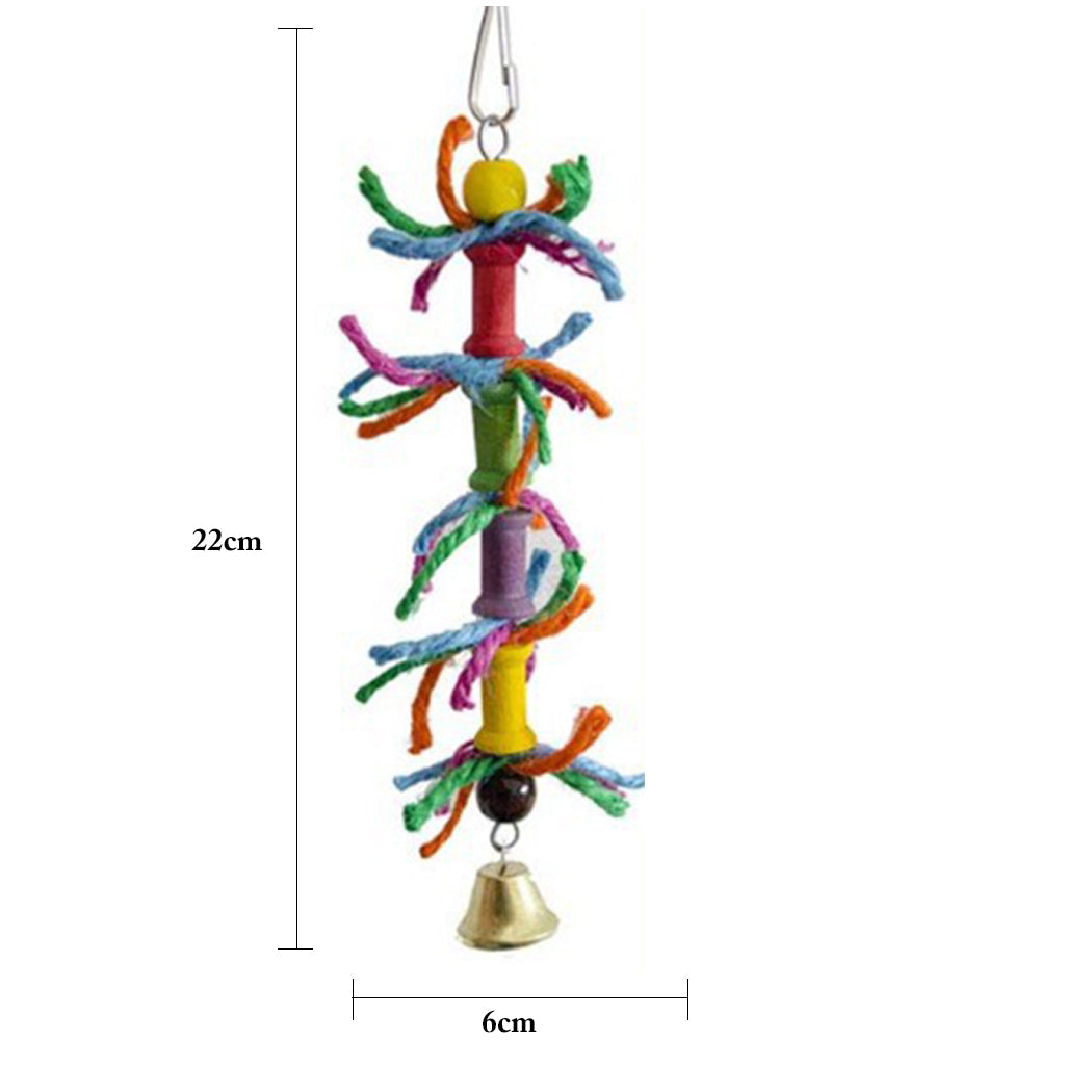 8PCS Funny Parrot Toy Set Cute Assorted Bird Chew Toy Parrot Cage Toys Bird Bell Swing Decoration Hanging Toys Pet Supplies-ebowsos