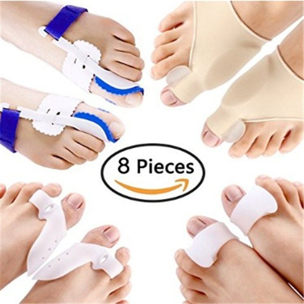 8PCS/SET Hallux Valgus Corrector Alignment Toe Separator Metatarsal Splint Orthotics Pain Relief Foot Care Tool - ebowsos
