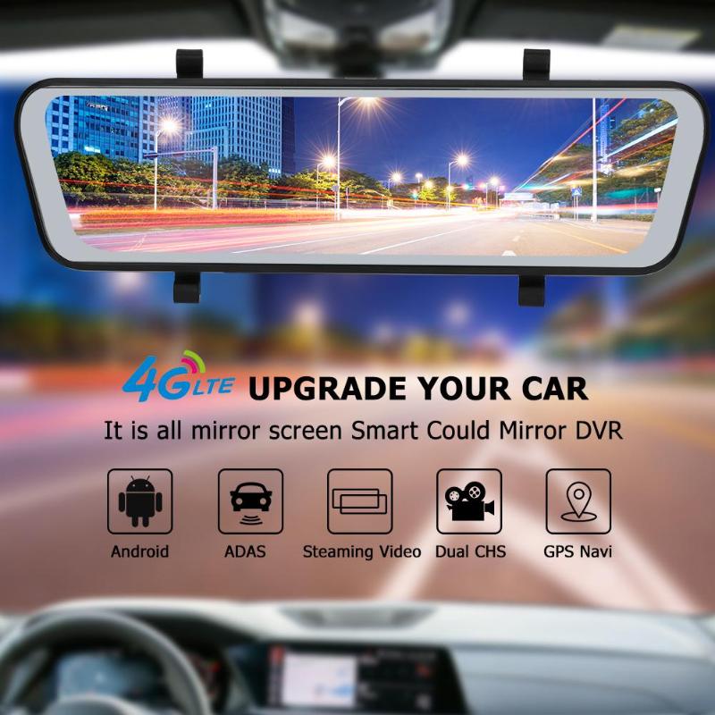 9.66 Inch 4G Android 8.1 Car Rearview Mirror DVR Camera GPS Navi Dash Cam Double lens G-sensor/Bluetooth/WiFi /ADAS Function Hot - ebowsos